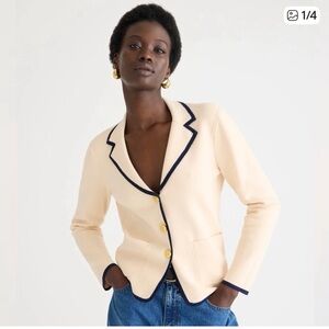 JCREW  NWT Cream Knit Cardigan with Navy Trim and Gold Buttons